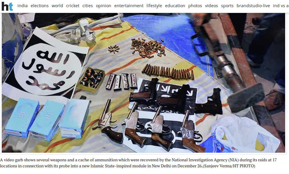 A photograph published by Hindustan Times showing chocolate bombs recovered from alleged ISIS terrorists